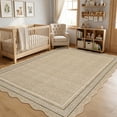 thumbnail image 2 of 6*9FT Washable Area Rug 6x9 Rug for Living Room Non Slip Soft Bedroom Rugs Solid Jute Color Printed Rug Low Pile Stain Resistant Carpet for Nursery Dining Room Playroom Classroom, Jute Gray, 2 of 9