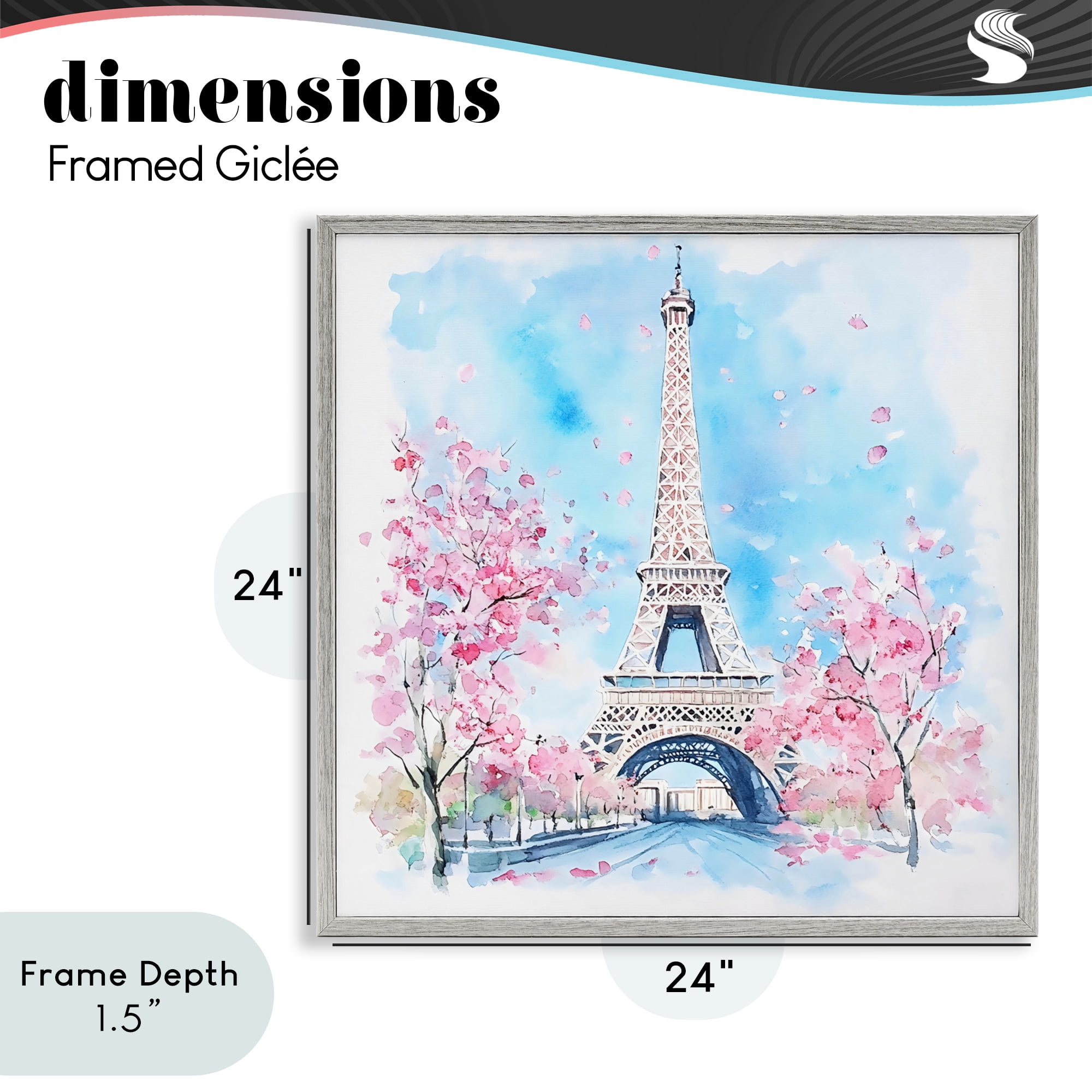 Stupell Industries Eiffel Tower Cherry Blossoms Gray Framed Giclee Art, design by Creative Studio