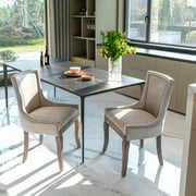 HSUNNS Upholstered Thickened Fabric Dining Chairs Set of 2, Solid Wood Contemporary Kitchen Chairs for Dining Room, Accent Chairs with Nail Head Decor, Beige