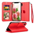 thumbnail image 1 of Tekcoo Wallet Phone Case For iPhone Xs Max / iPhone XR, Luxury PU Leather [Red] ID Cash Credit Card Slots Holder Carrying Folio Flip Cover [Detachable Magnetic Hard Case] & Kickstand & Hand Strap, 1 of 8