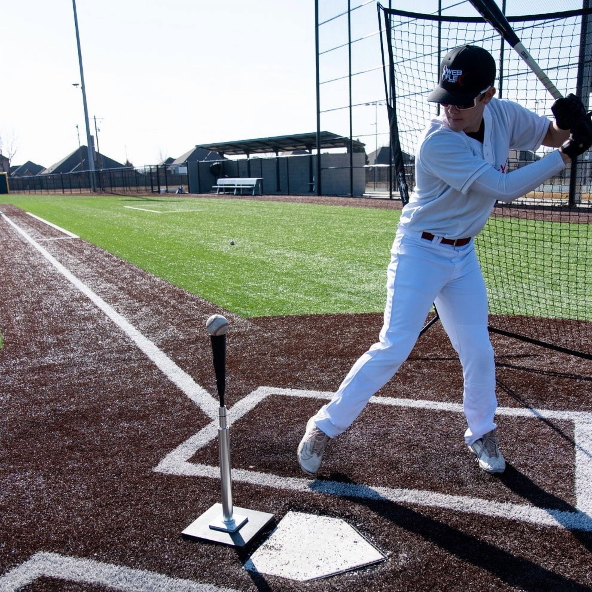 Web Flex Adjustable Batting Tee for Baseball & Softball – Flexible Rubber Top, Telescoping Stem & Hitting Trainer
