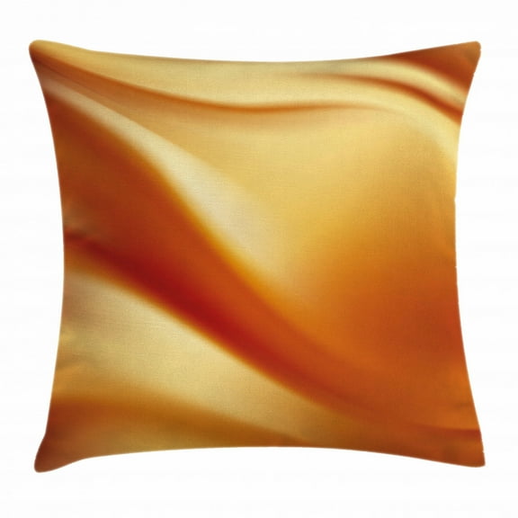 Copper Decor Throw Pillow Cushion Cover, Abstract Colors in Wavy Composition Energy Fantasy Romantic Tender Curves, Decorative Square Accent Pillow Case, 16 X 16 Inches, Orange Yellow, by Ambesonne