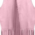 thumbnail image 7 of GiLiling Girl's Faux Suede Tassel Vest Tops Sleeveless Kids Vests Western Retro Boho Waistcoat Cowgirl Jacket Cardigan (Pink, 7-8 Years), 7 of 7