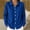 Blue, variant on Women's Waffle Knit Button Down Shirt Collar Long Sleeve Casual Shacket Loose Blouse White XL