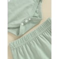 thumbnail image 6 of Bagilaanoe 3pcs Newborn Baby Girl Shorts Set Sleeveless Letter Print Romper Tops + Shorts + Headband 3M 6M 12M 18M Infant Casual Summer Clothes, 6 of 7