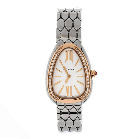Pre-Owned Serpenti Seduttori Quartz Watch Stainless Steel and Rose Gold with Diamond Bezel 25 By Rebag
