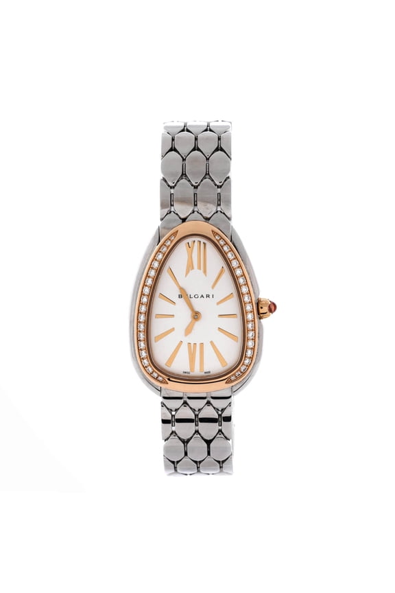 Pre-Owned Serpenti Seduttori Quartz Watch Stainless Steel and Rose Gold with Diamond Bezel 25 By Rebag