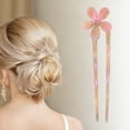 thumbnail image 2 of Unique Bargains 1 Pc Chignon Pin Five-petal Flower Hair Hairpin for Women Yellow Pink, 2 of 5