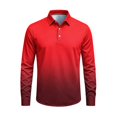 thumbnail image 2 of AKOEE Polos Golf Shirts for Men Gradient Color Button Collared Tops Sports Casual Long Sleeve Blouses, Red 4XL, 2 of 6