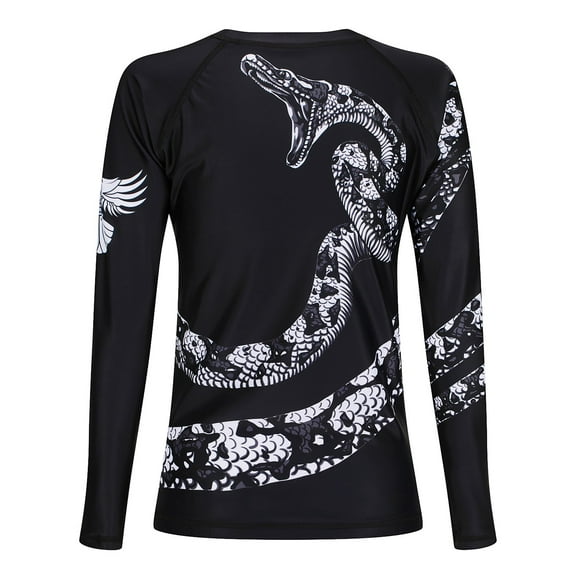 Raven Fightwear Women's Constrictor Snake BJJ Rash Guard MMA Black/White