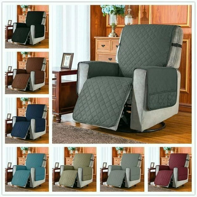 Recliner Chair Covers Fitted Small Recliner Sofa Slipcovers Seat Width to 25 Inch Reversible Washable Recliner Chair Protector Furniture Protector with Elastic Adjustable Strap for Home (Wine)