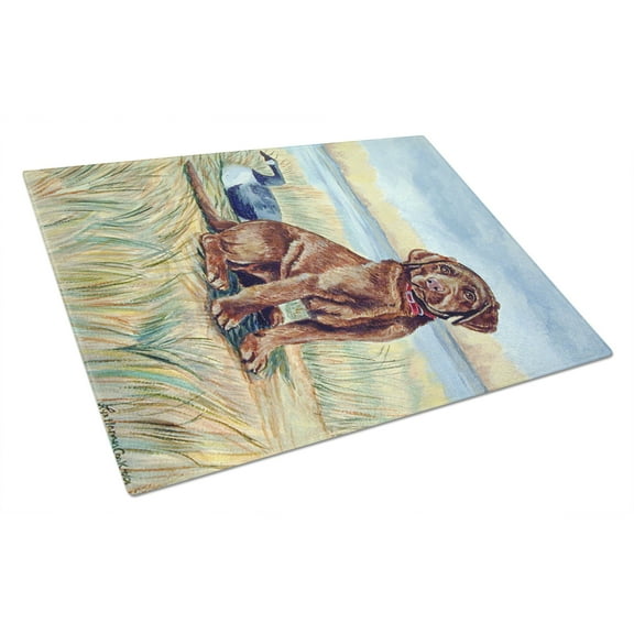 Carolines Treasures Chocolate Labrador Puppy Glass Cutting Board Large 12H x 16W multicolor