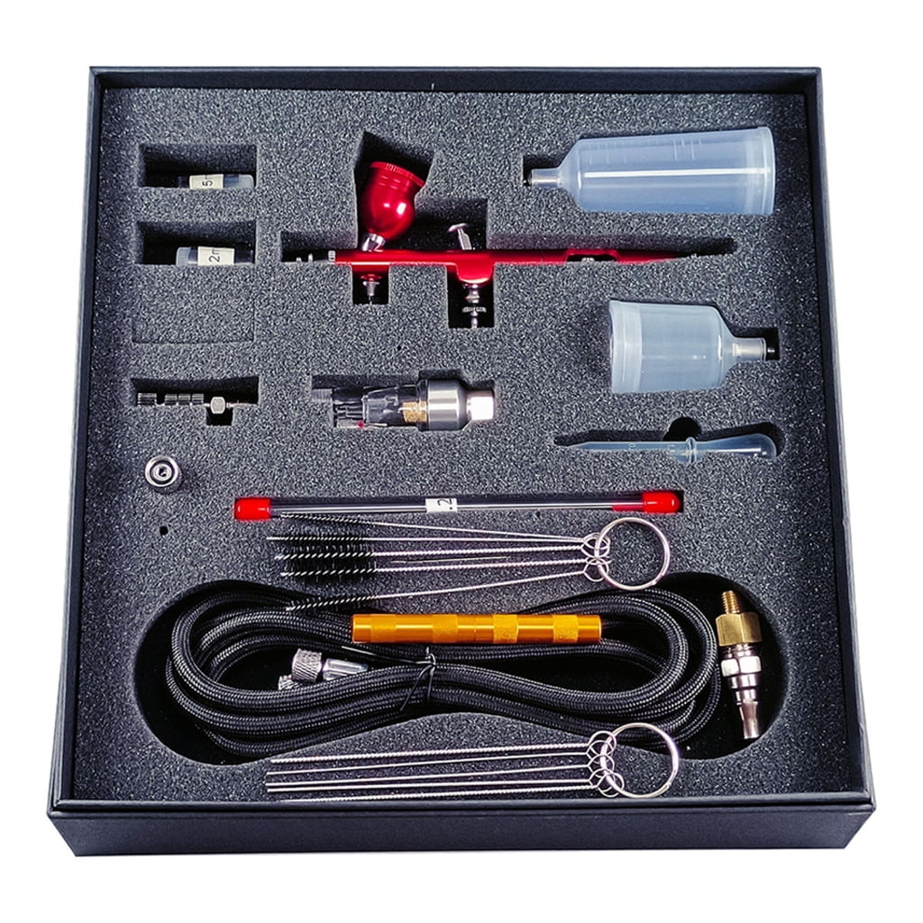 MOMOJIA Air Brush 0.2/0.3/0.5mm Gravitational Feed Double Action Airbrush Paint Guns Kit Set Airbrush Kit Air Brush Painting Set