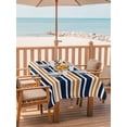thumbnail image 2 of 60x120 Inch Outdoor Tablecloth with Umbrella Hole Zipper Rectangle Orange Navy Blue Striped Rectangular Tablecloths Outside Waterproof Gradient Horizontal Lines Patio Table Cover for Picnic Party, 2 of 8