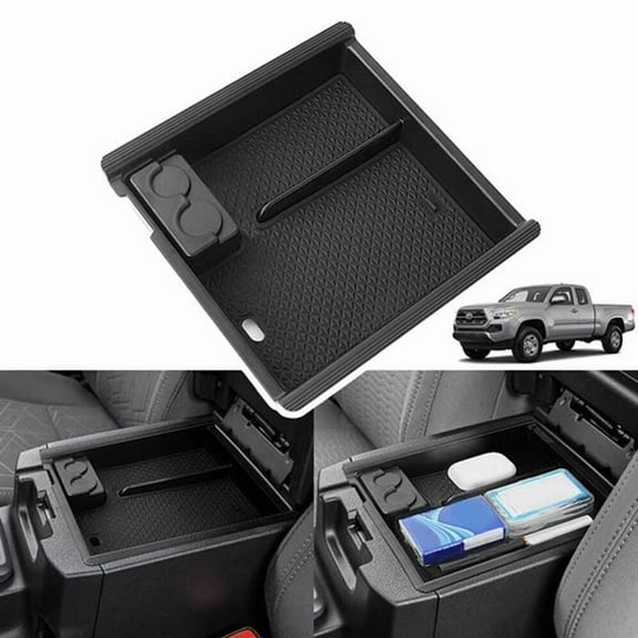 For Tacoma Center Console Organizer with silicone pad Compatible with for Toyota Tacoma 2016 2017 2018 2019 2020 2021 2022 2023 Armrest Storage Box