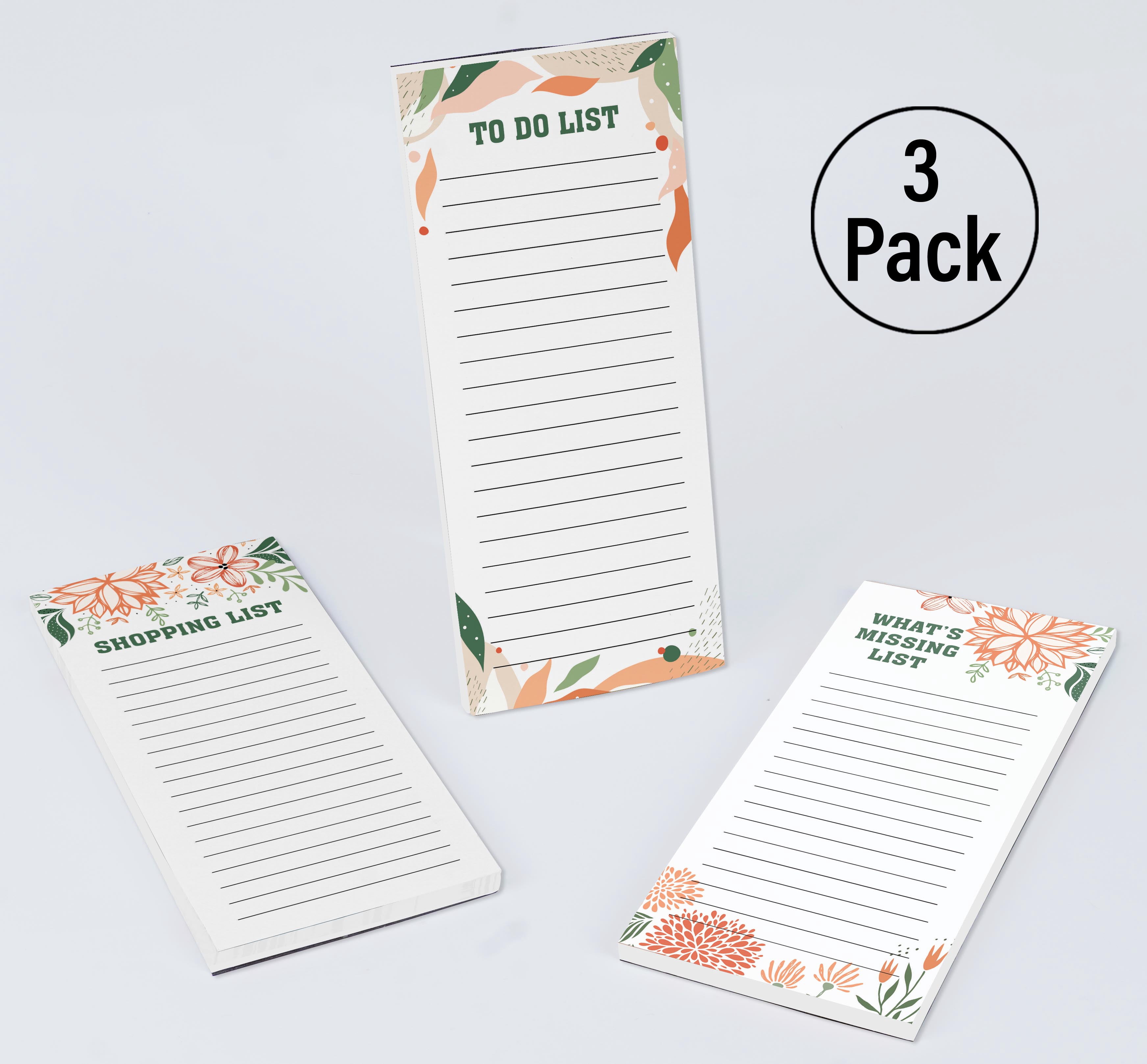Inkdotpot Pack of 3 Magnetic Fridge To-Do List Notepads- Magnetic Memo Pads For Refrigerator-(50 Sheets Each)-NT