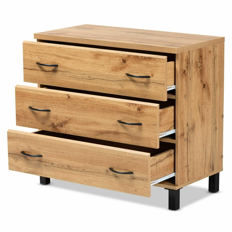 Baxton Studio Maison Modern and Contemporary Oak Brown Finish Wood 3-Drawer Storage Chest Baxton Studio Maison Modern and Contemporary Oak Brown Finish Wood 3-Drawer Storage Chest
