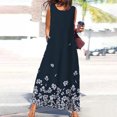 thumbnail image 2 of Estampado Casual Verano Cuello Redondo Vestido Floral Manga Corta Mujer Bolsillo Vestido Mujer Vestido Largo Pompotops ghjkhdj12501, 2 of 5