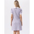 thumbnail image 3 of DARING DIVA Peter Pan Collar Plaid Puff Mini Tweed Dress Small Purple, 3 of 5
