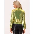 thumbnail image 4 of Chaquede chándal pamujer Chaquemetálide manlarbrillante holográficon cremalleen parte delanteOro Verde S, 4 of 6