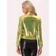 thumbnail image 4 of Chaquede chándal pamujer Chaquemetálide manlarbrillante holográficon cremalleen parte delanteOro Verde L, 4 of 6