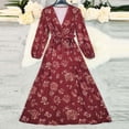 thumbnail image 5 of Haivin Women's Long Sleeve V Neck Bodycon Dress Floral Boho Fall Wedding Guest Dresses 2026, 5 of 8