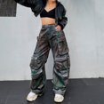 thumbnail image 2 of Pantalones de mezclilla de trabajo con grafiti, de moda, holgados, con múltiples bolsillos y para uso industrial pesado, 2 of 5