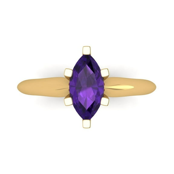 Solitaire Engagement Ring for Women - 1ct Natural Amethyst in 14K Yellow Gold Promise Ring