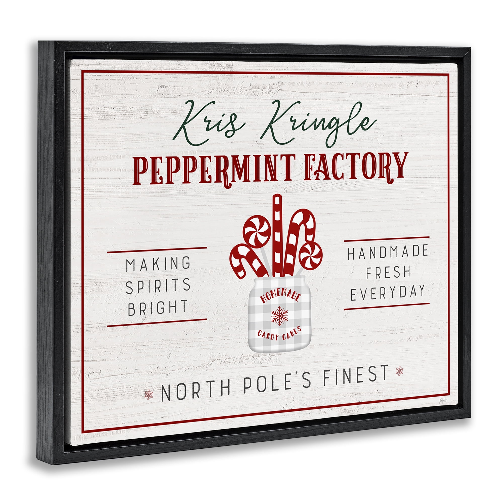 Stupell Industries Holiday Peppermint Factory Holiday Painting Black Floater Framed Canvas Art Prints Wall Art, 31 x 25