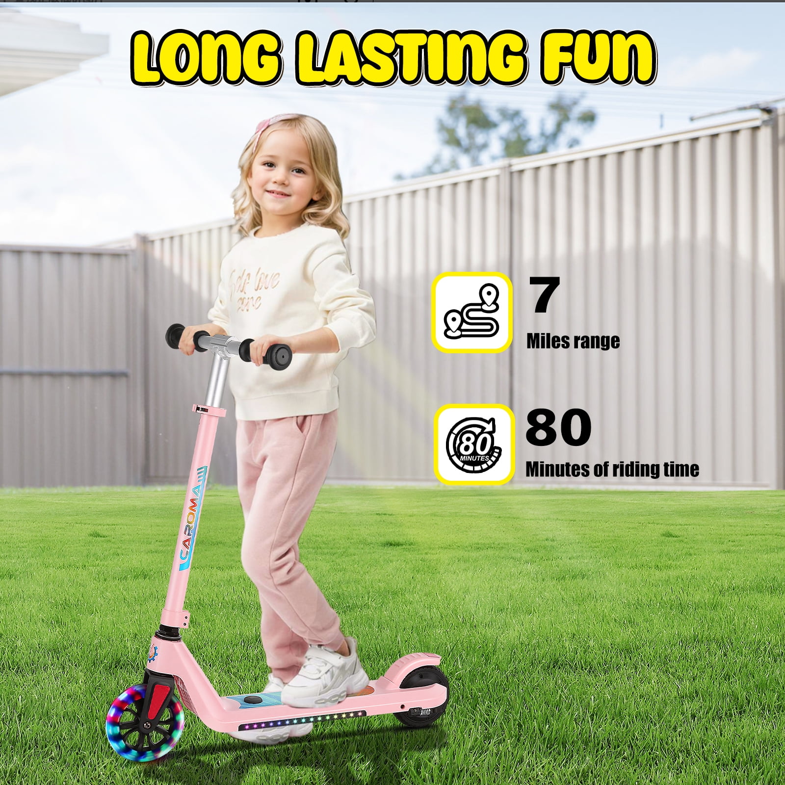 SANOPY Electric Scooter for Kids Ages 6-14 with Dynamic Lights, LED Display, 8 MPH, 80 mins Ride Time, Adjustable Handlebar Height, Lightweight Kids Electric Kick Scooter, Blue