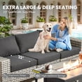 thumbnail image 5 of XIZZI Patio Furniture Outdoor Conversation Set with Wide Armrests, Wicker Rattan Patio Outdoor sectional with Firepit Table and Swivel Rocking Chair, Black, 5 of 11