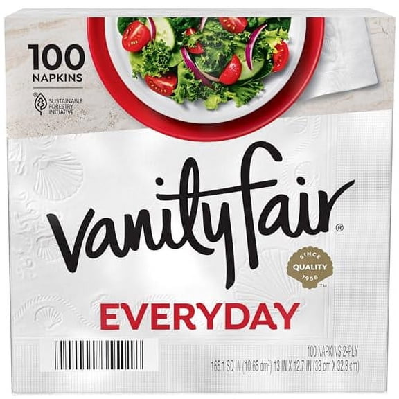 Vanity Fair Everyday 6.5 in x 6.35 in 2-Ply White Napkins (100 Count)