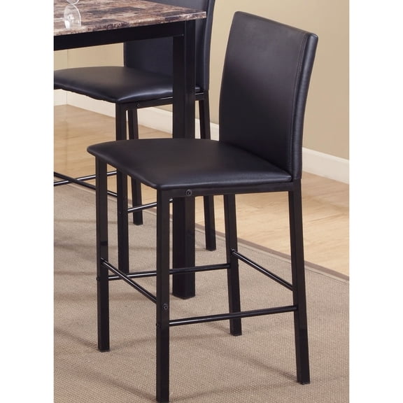 4 Counter Height Dining Chair - Black Metal Frame, Dark Brown Faux Leather Frame (4) Seat Back And Pad