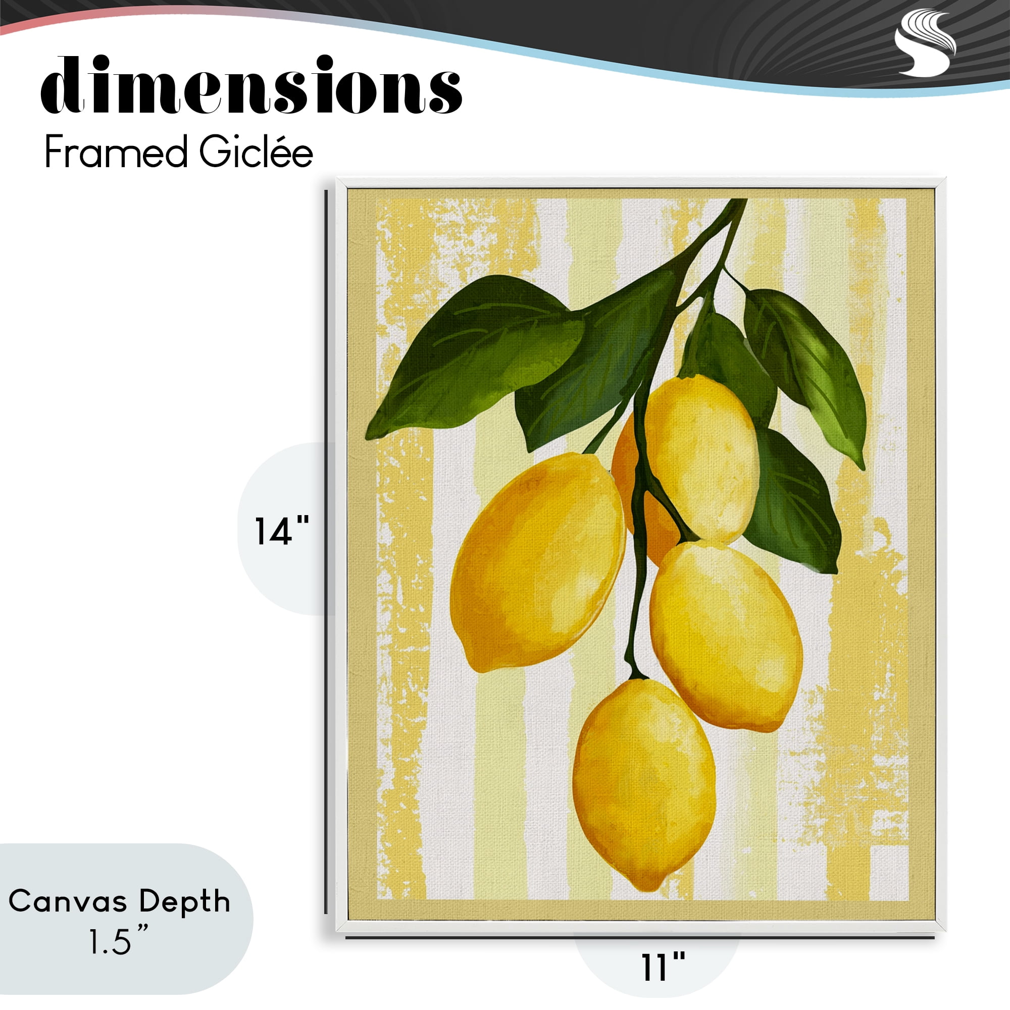 Stupell Industries Lemons on Green Branch White Framed Giclee Art, design by Yen