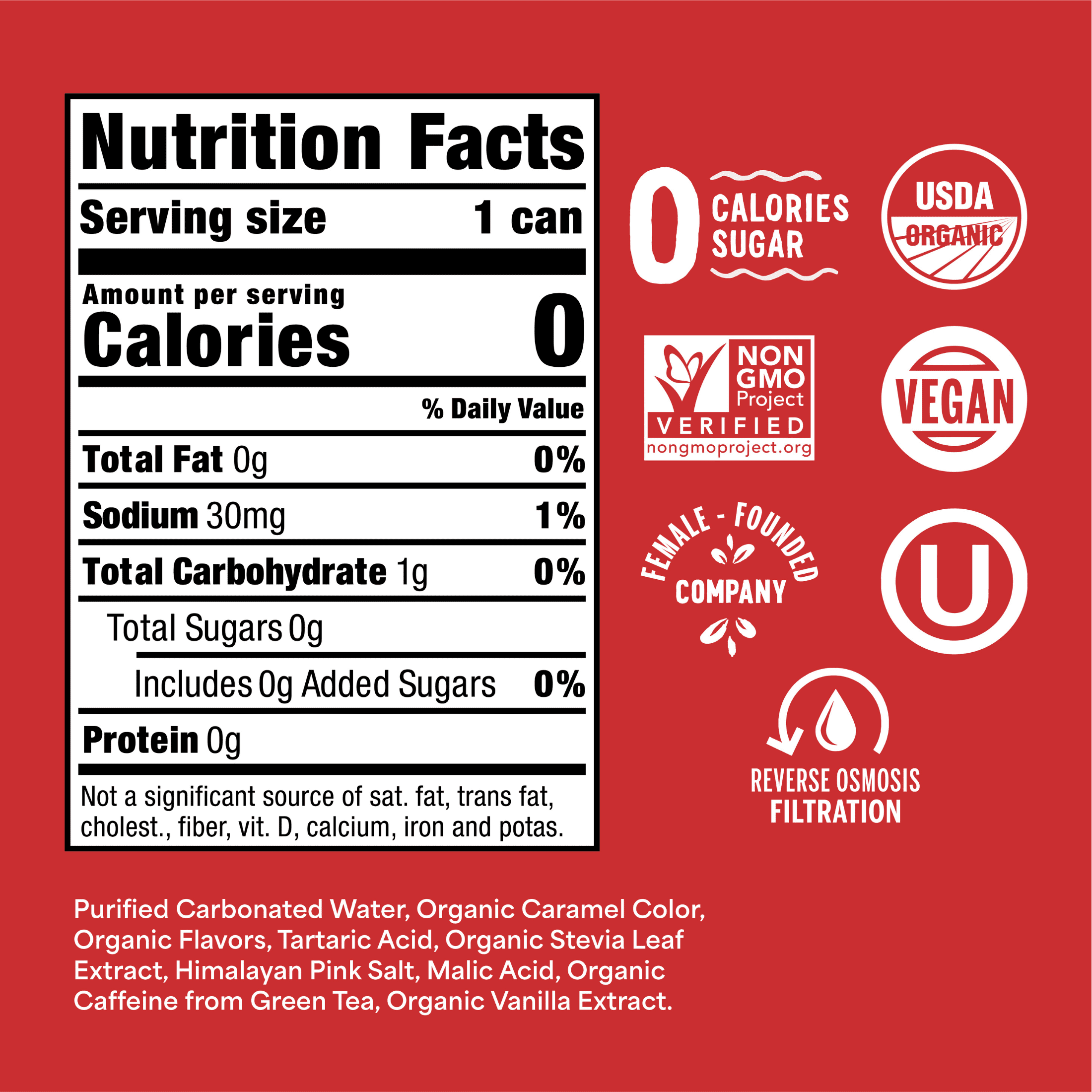 Nixie Organic Zero Sugar Soda, Classic Cola, Healthy Soda Pop, Non-GMO, 0 Sugar, 0 Calories, 40mg Caffeine, 12oz Cans (12 Pack)