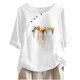 thumbnail image 1 of Blusas de Manga Corta para las Mujeres Impresas Cuello Redondo Camiseta Casual, Blusa de Algodón de Imitación para las Mujeres, 1 of 4