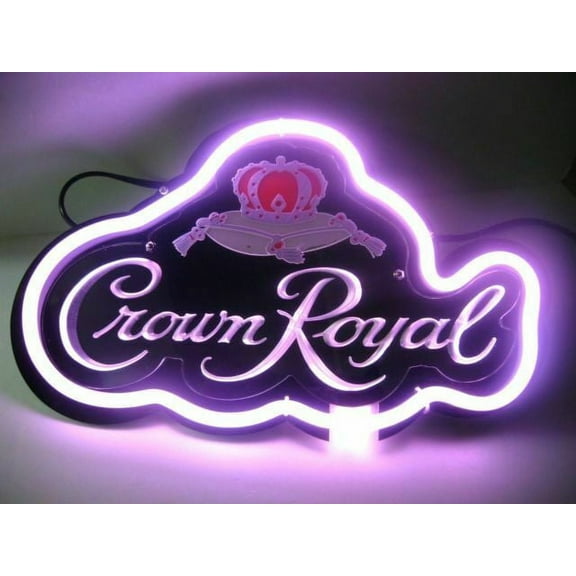 Queen Sense 14"x10" Crowns Royal 3D Carved Neon Sign Man Cave Handmade Neon Light 114CRL3D