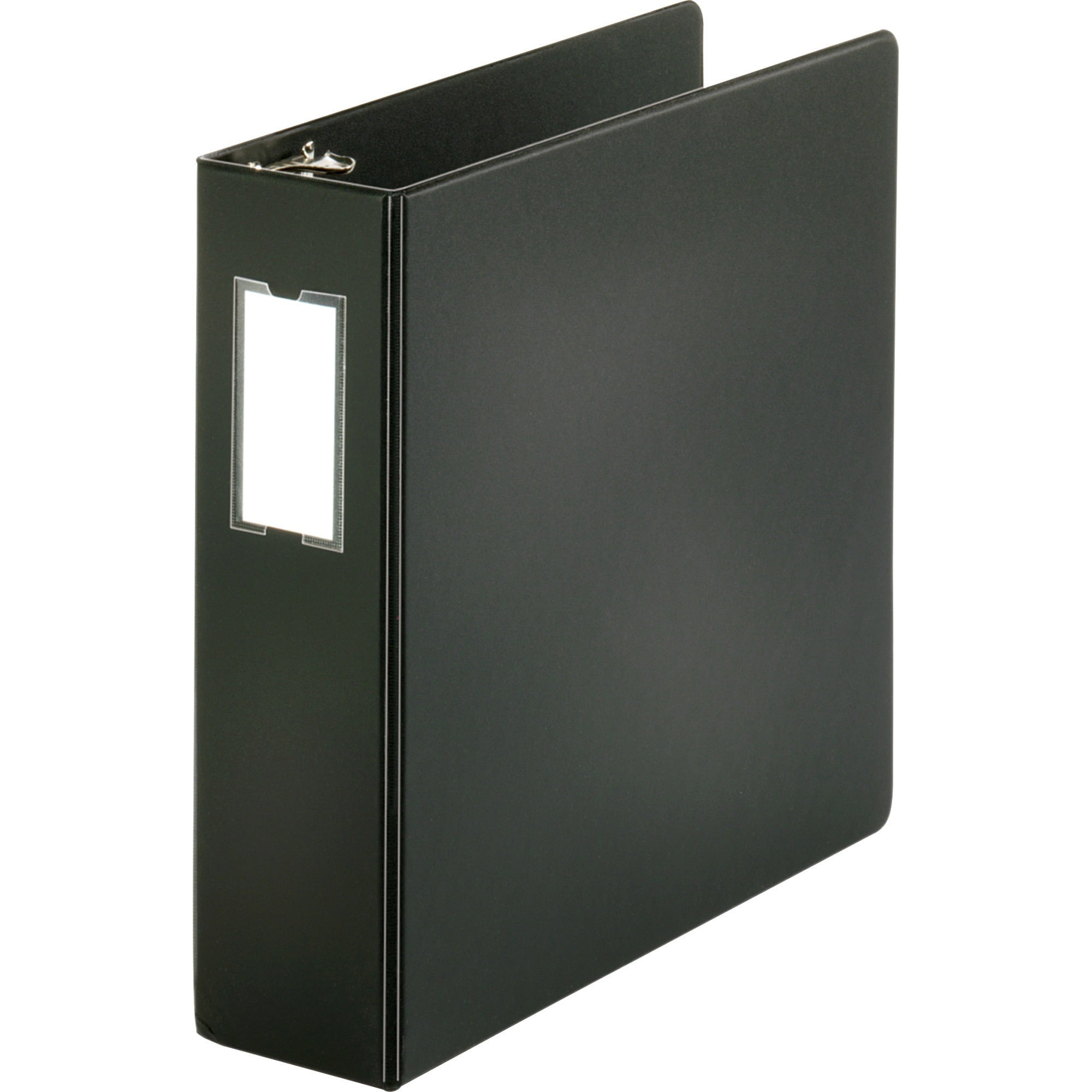 Business Source Basic Round Ring Binder w/Label Holder, Black, 1 Each