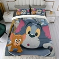thumbnail image 4 of Tom y Jerry Conjunto de sábanas temático, trío de piezas, cómodo y amigable con la piel, diseño único, regalo de decoración para el hogar para familiares, amigos y fans,173cm *218cm, 4 of 6