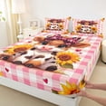 thumbnail image 4 of jejeloiu Pink Checkered Highland Cow Full Size Sheets Kids,Girly Farm Print Bed Sheets,4-Piece, 4 of 6