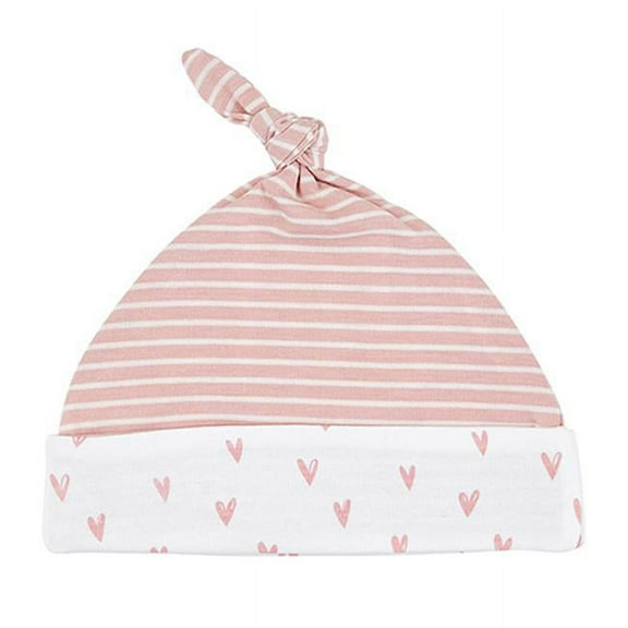 Stephan Baby Knit Hat - Pink Heart Stripe Newborn