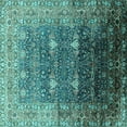 thumbnail image 1 of Ahgly Company Machine Washable Indoor Square Oriental Turquoise Blue Industrial Area Rugs, 8' Square, 1 of 4