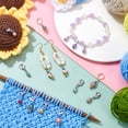 thumbnail image 5 of 2 Sets 2 Style Glass Pearl & Handmade Polymer Clay Bead Charm Locking Stitch Marker Crochet Leverback Hoop & Lobster Clasp Charm Mixed Color, 5 of 6