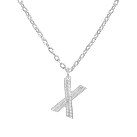 Time and Tru Women's Silvertone Initial X Necklace with Giftable Pouch
