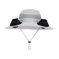 thumbnail image 1 of Sombrero de pescador con ventilador solar ajustable para verano, ideal para pesca, senderismo y playa. Gris claro, 1 of 8