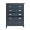 thumbnail image 2 of Benjara Sely Tall Dresser Chest, 5 Drawers, Navy Blue Wood Nickel Ring Handles, 2 of 6