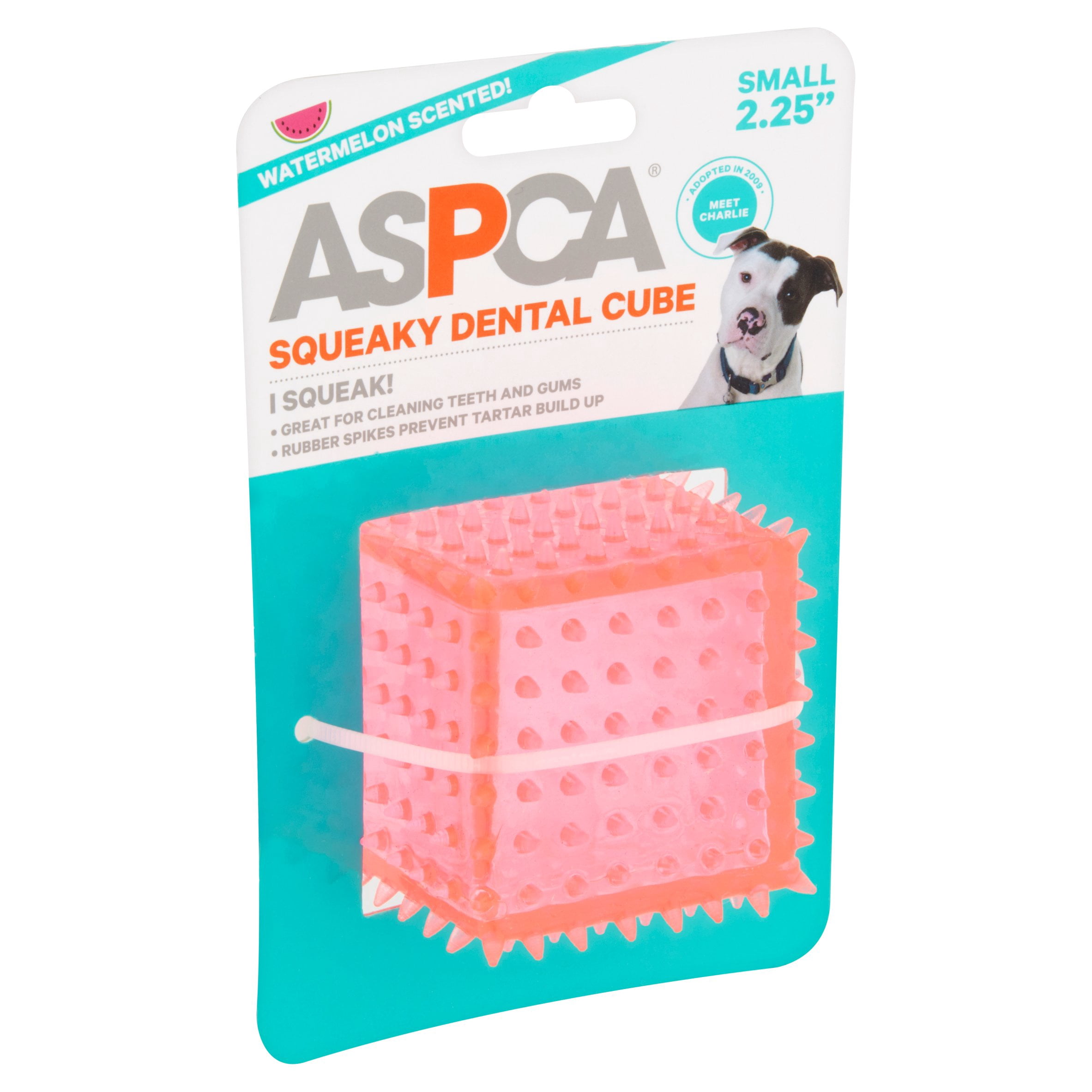 ASPCA Dental Cube Dog Squeaky Toy, Small, 2.25", Pink