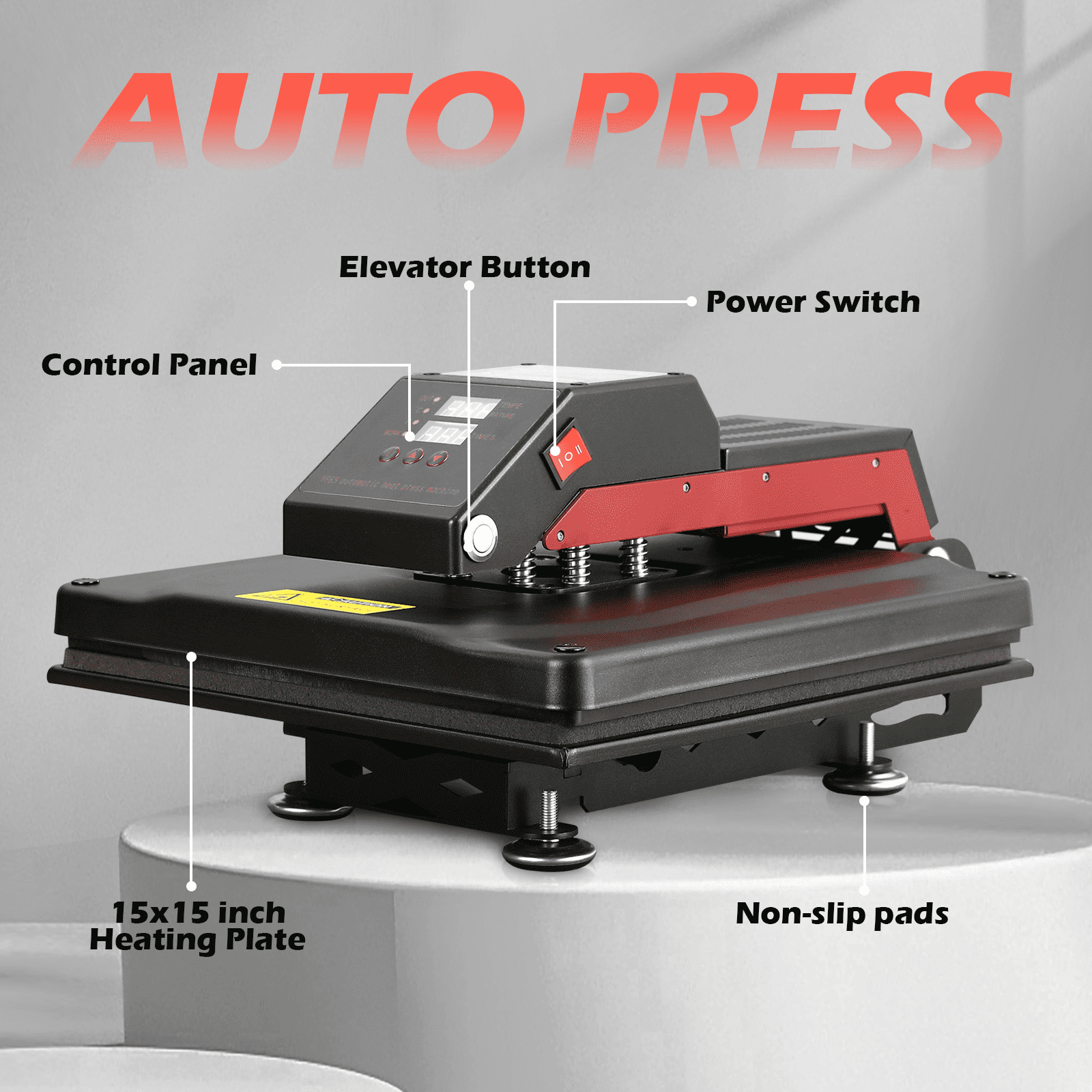 Tusy Auto Heat Press 15 inchx15 inch, Smart Heat Press Machine for T-Shirts, Fast & Uniform Automatic Heat Press, Tshirt Press Machine for HTV