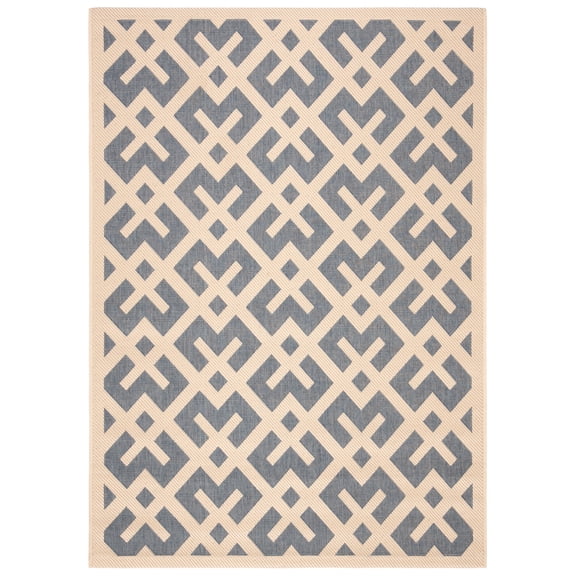Safavieh Courtyard Alvin Geometric Indoor/Outdoor Area Rug, Blue/Bone, 4' x 5'7"