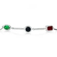thumbnail image 2 of Gem Stone King 925 Sterling Silver Nano Emerald Black Onyx Red Garnet and White Created Moissanite 3 Stone Tennis Bracelet for Women By Keren Hanan (2.01 Cttw, Fully Adjustable up to 9 inch), 2 of 3